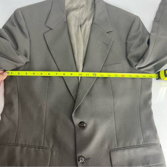 Burberry Blazer Mens Large Grey Button Up Formal Pure Wool Wedding Suit Tuxedo - Picture 11 of 14